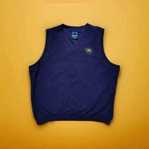 Vintage Adidas Mens‎ Notre Dame Logo Cotton Pullover Blue Sweater Vest Size XL